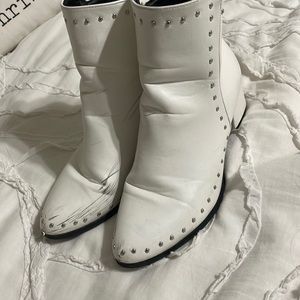 White studded booties